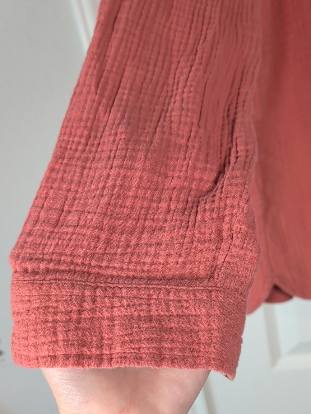 Anne Klein Cotton Textured Button-Front Shirt - Dusty Rose - Picture 6 of 11